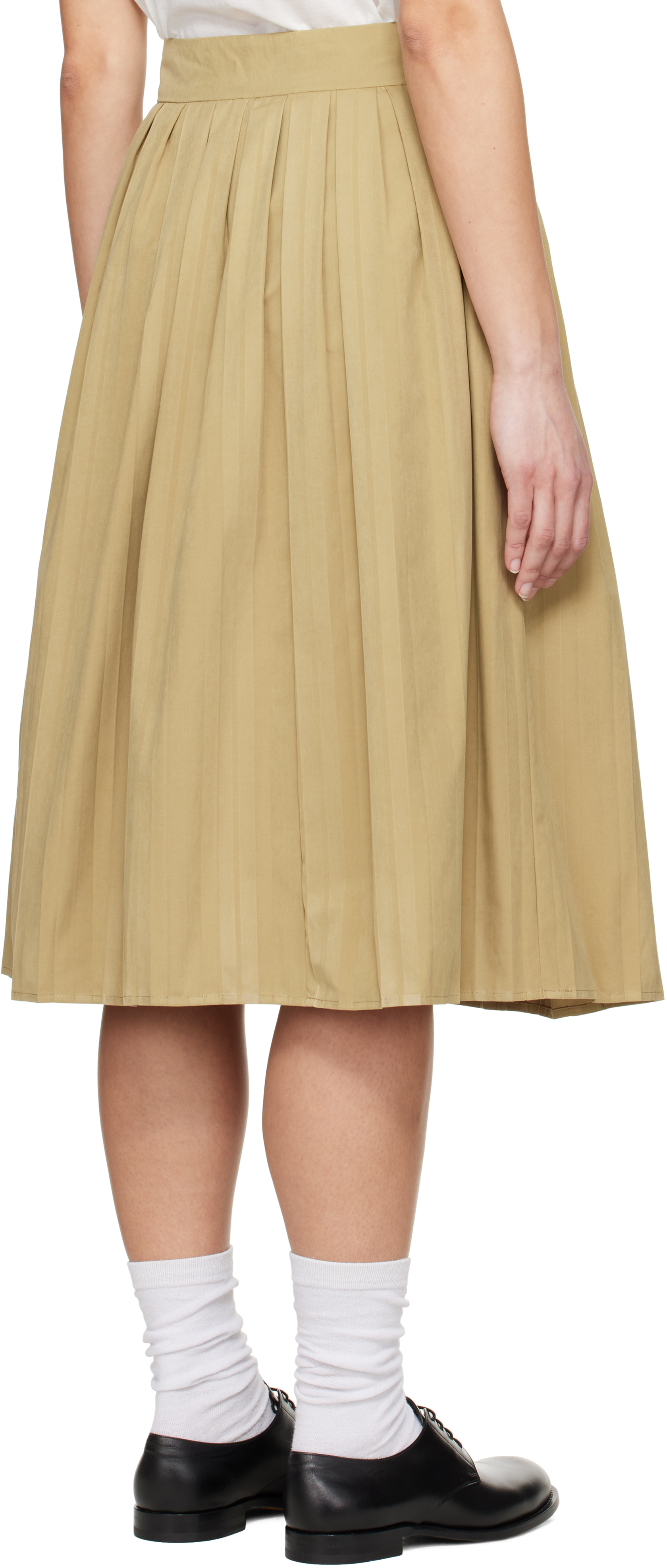 Carter Young Beige Jolie Pleated Midi Skirt