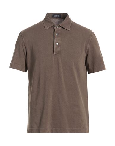 Man Polo shirt Dark brown Size L Cotton