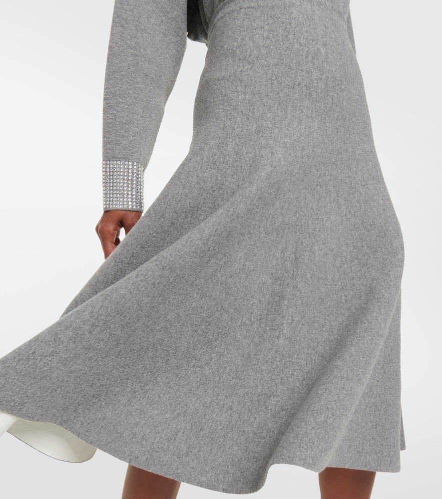High-rise wool-blend midi skirt