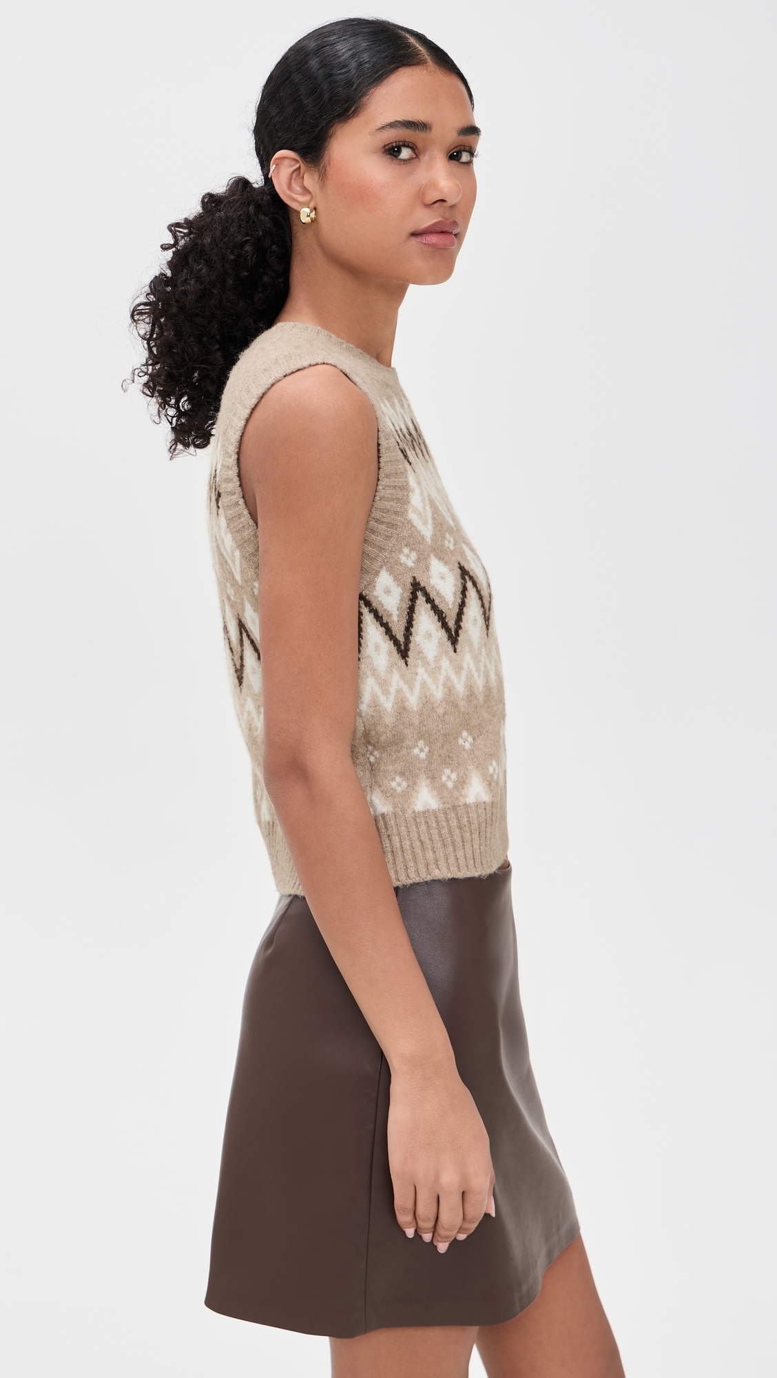 Fair Isle Vest Beige Multi