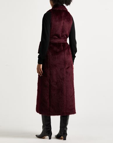Woman Coat Plum Size 6 Alpaca wool, Virgin Wool