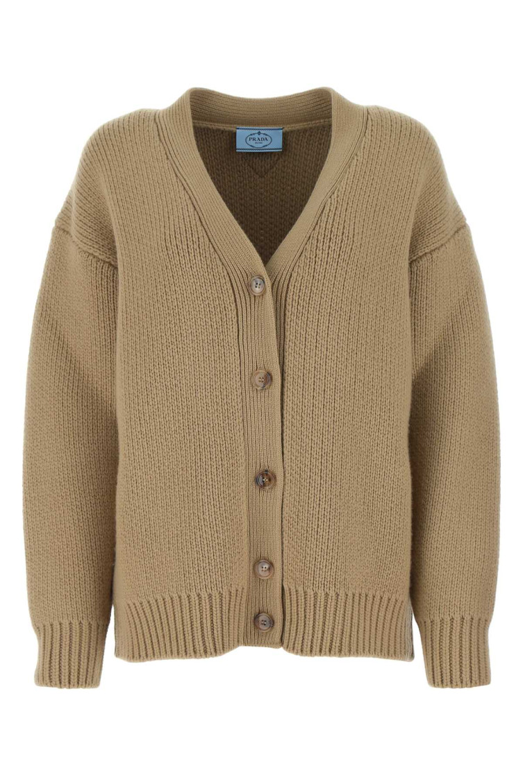 Beige Wool Blend Oversize Cardigan