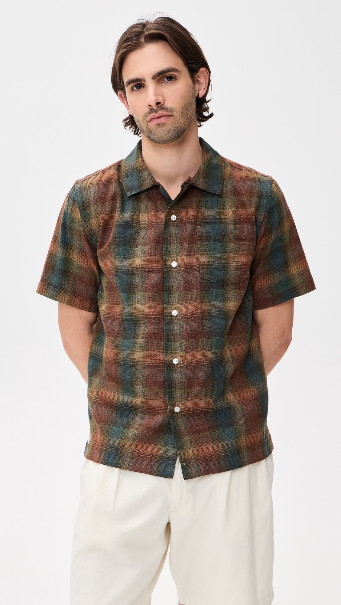 Plaid Resort Shirt Brown