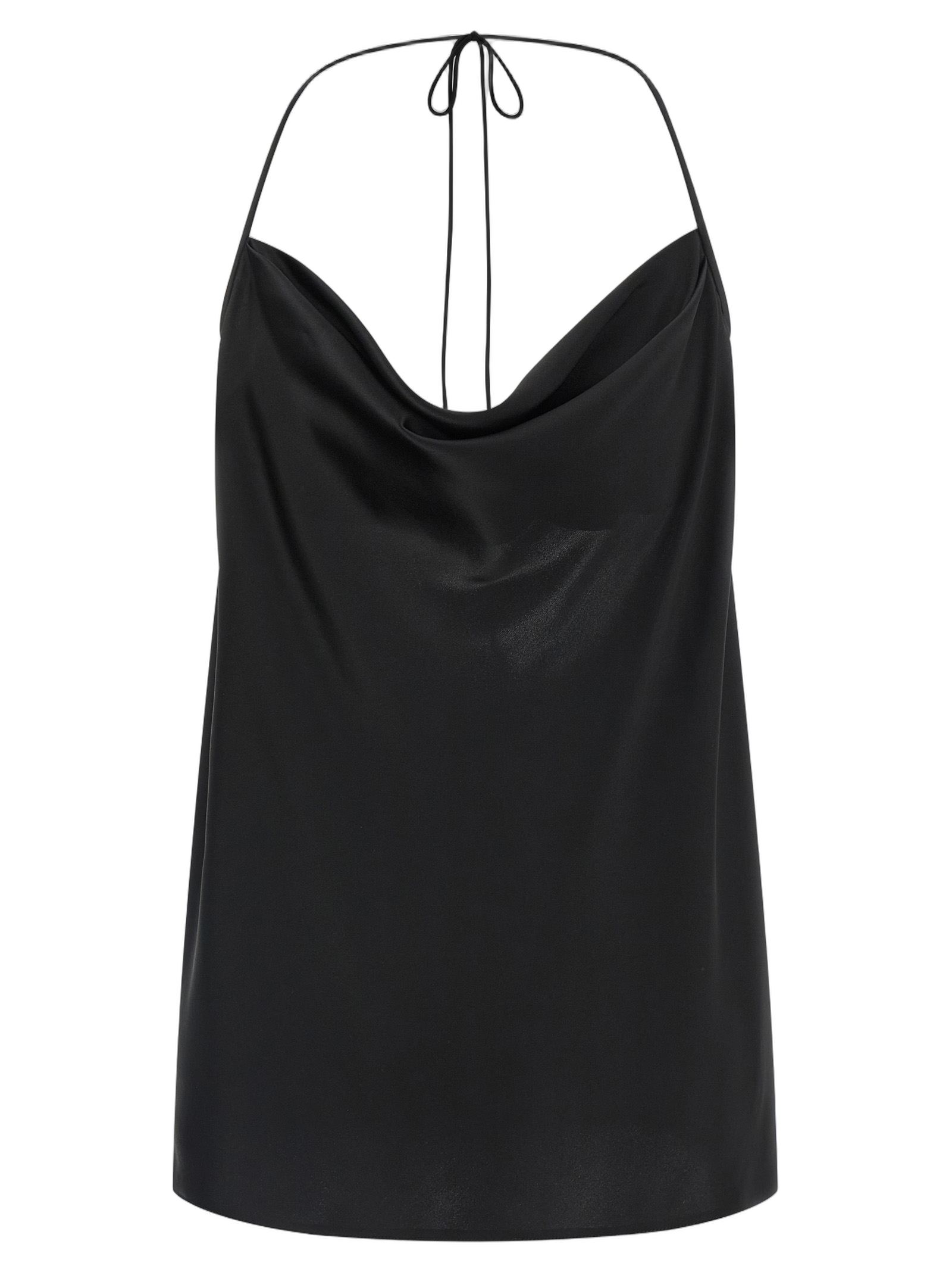 Silk Satin Halter Tank Top — Black