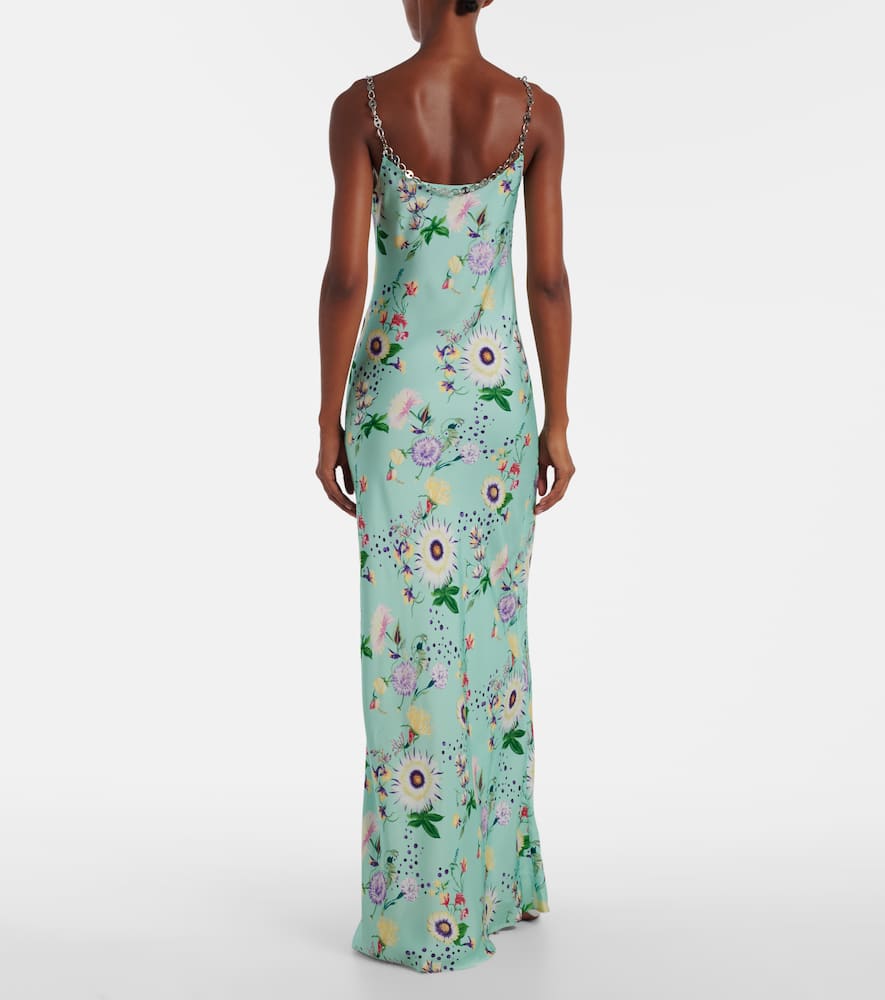 Chain-detail floral maxi dress