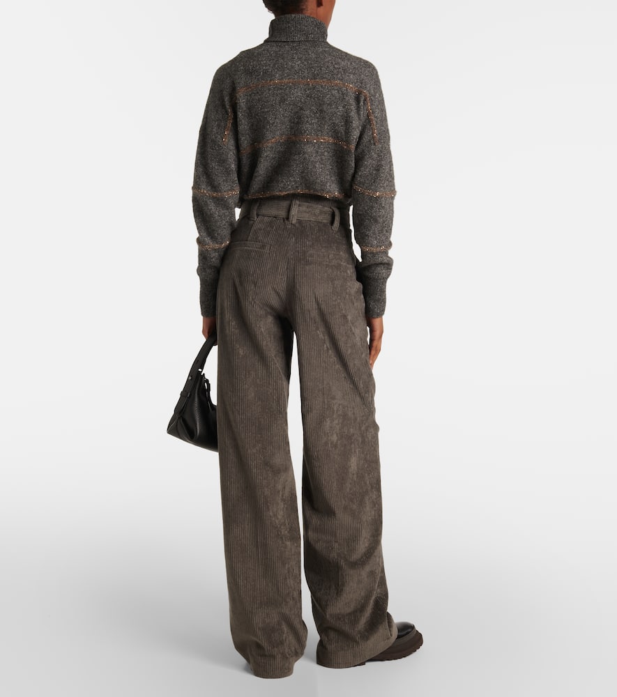 High-rise cotton tapered pants