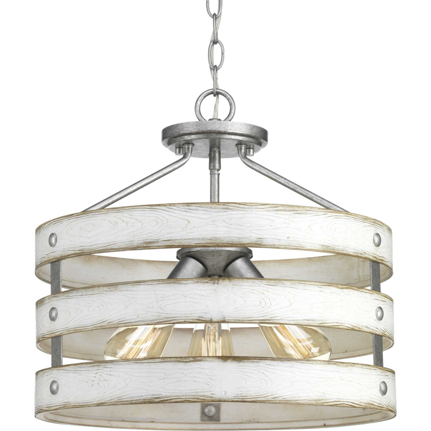 Galvanized Finish Three Light Semi-Flush Convertible from the Gulliver Collection