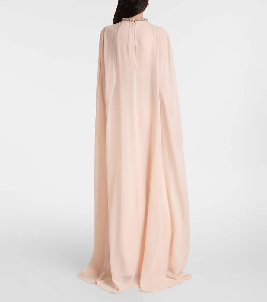 Roland Mouret Embellished caped silk chiffon gown