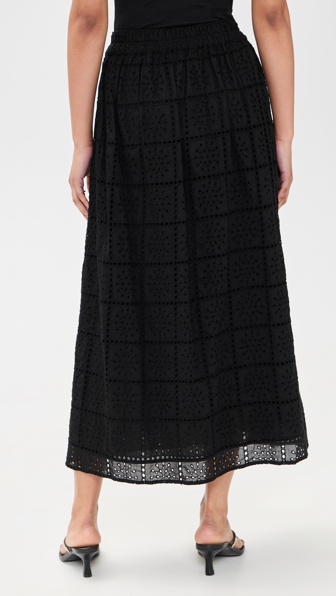 Dax Skirt Black Grid Embroidery