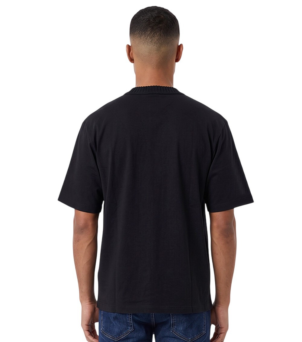 Drawstring-hem T-shirt - Black