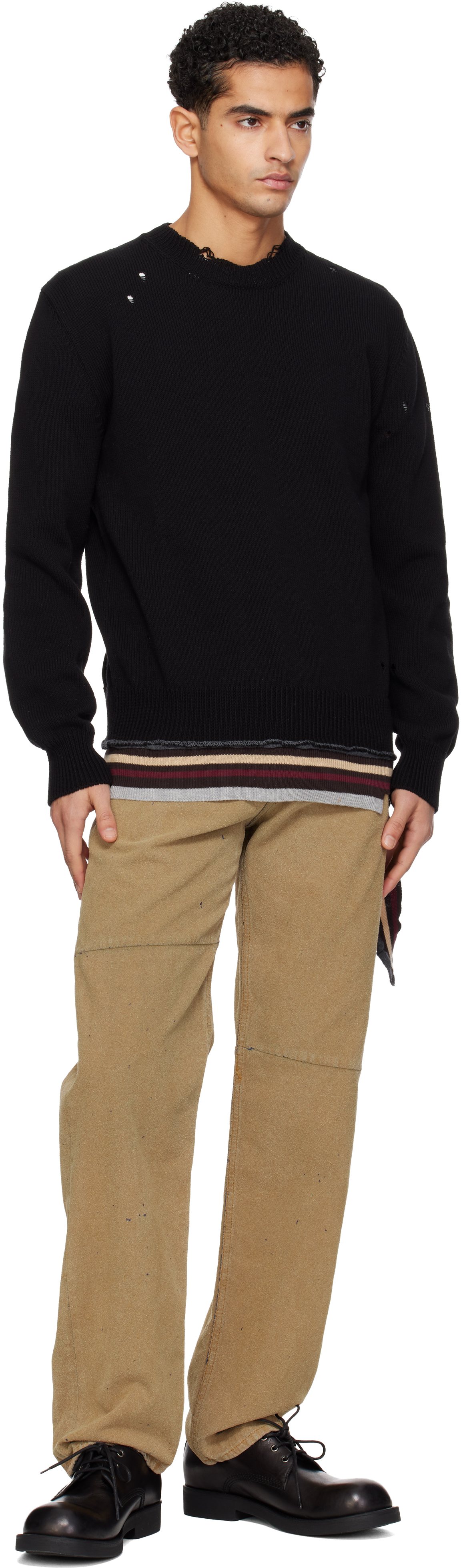 Beige Straight-Leg Faux-Suede Jeans
