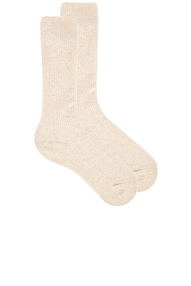 Eterne Classic Rib Socks in Cream. a
