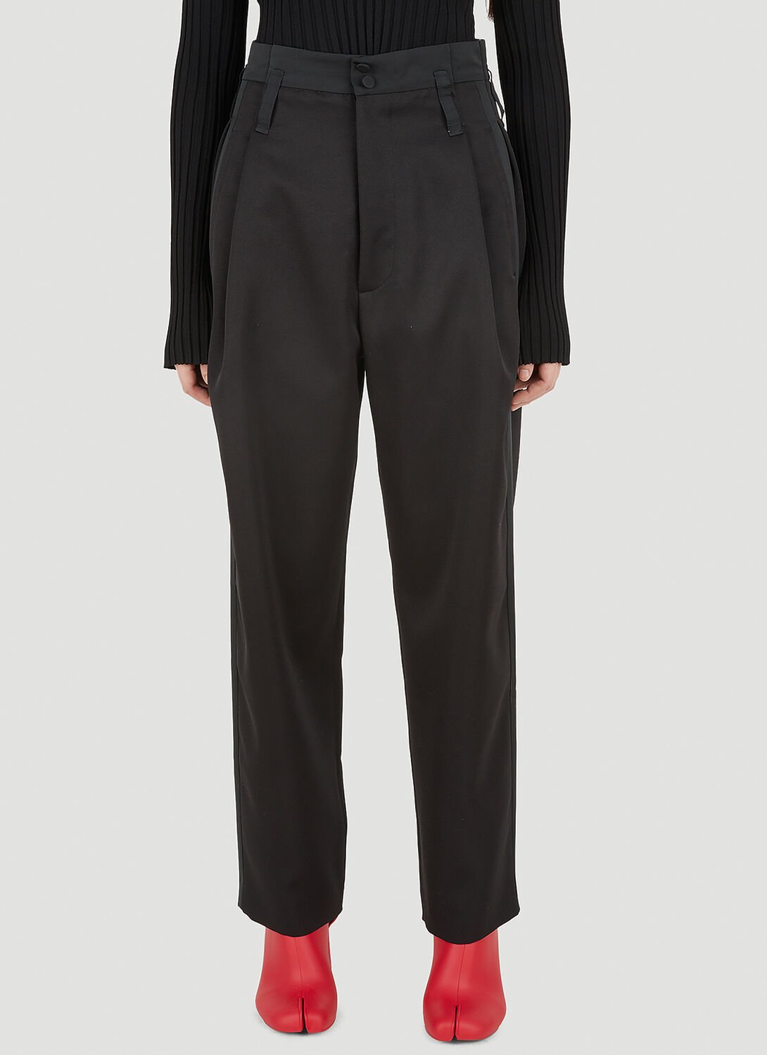 Pleated Tuxedo Pants - Woman Pants Black Fr