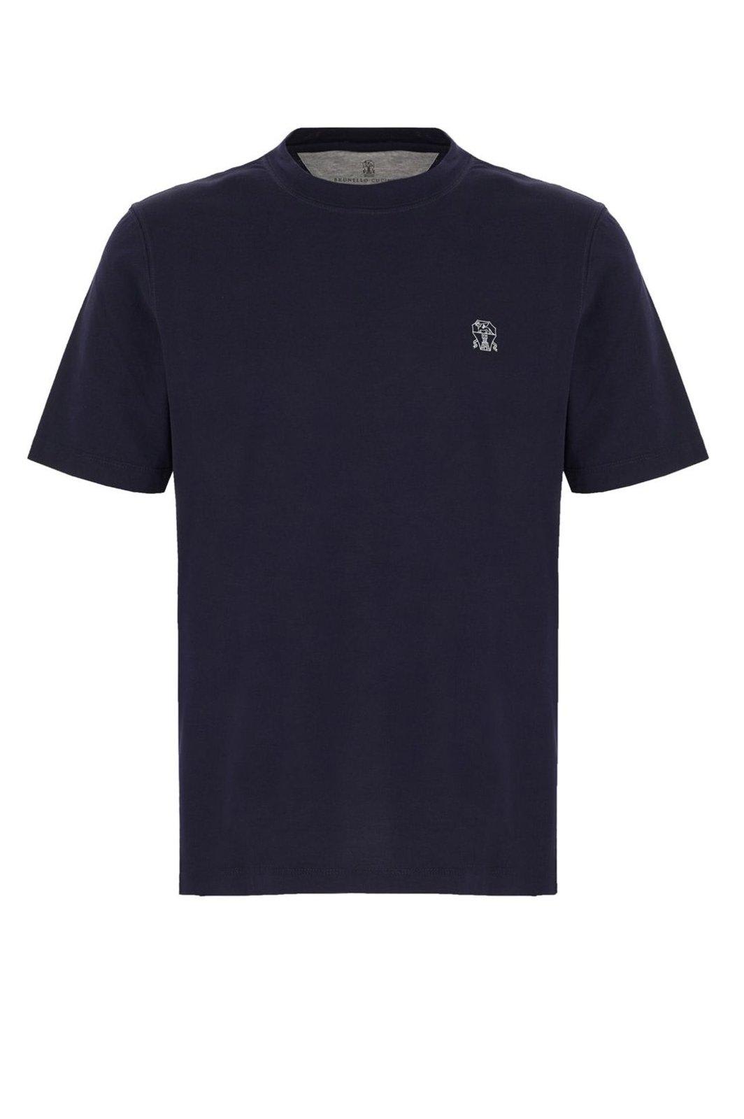 Logo-embroidered T-shirt - Blue