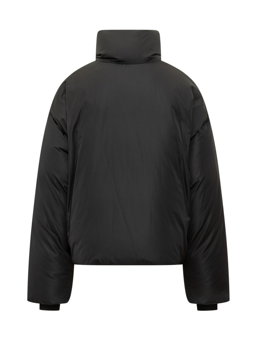 Black Solid Mock Collar Jacket
