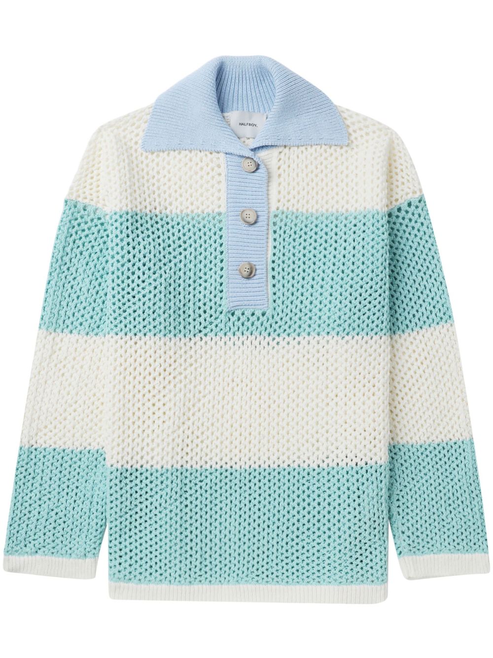Three-tone cotton polo collar - Neutrals