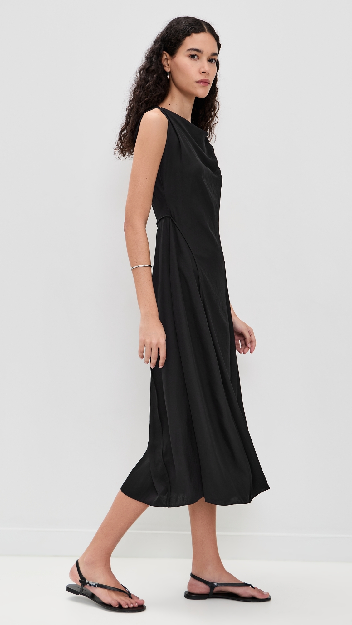 Draped Parachute Dress Black
