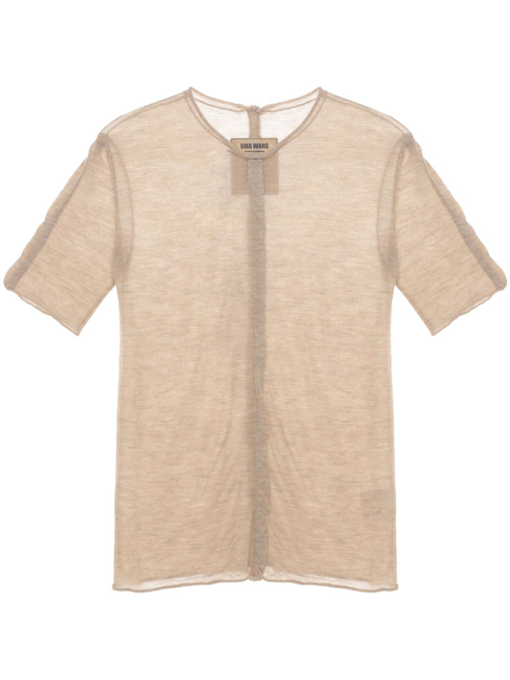 Fine knit short-sleeved top - Grey