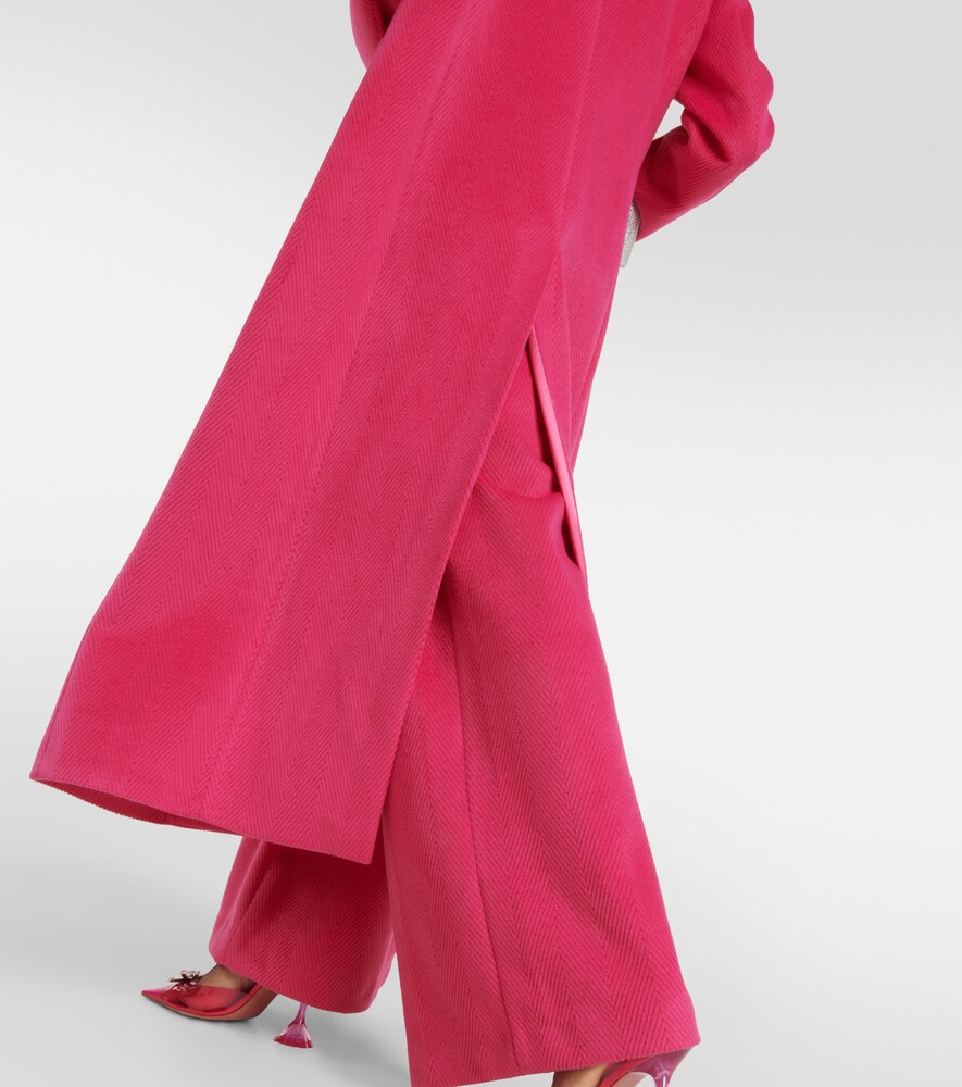 Floral-appliqué double-breasted coat