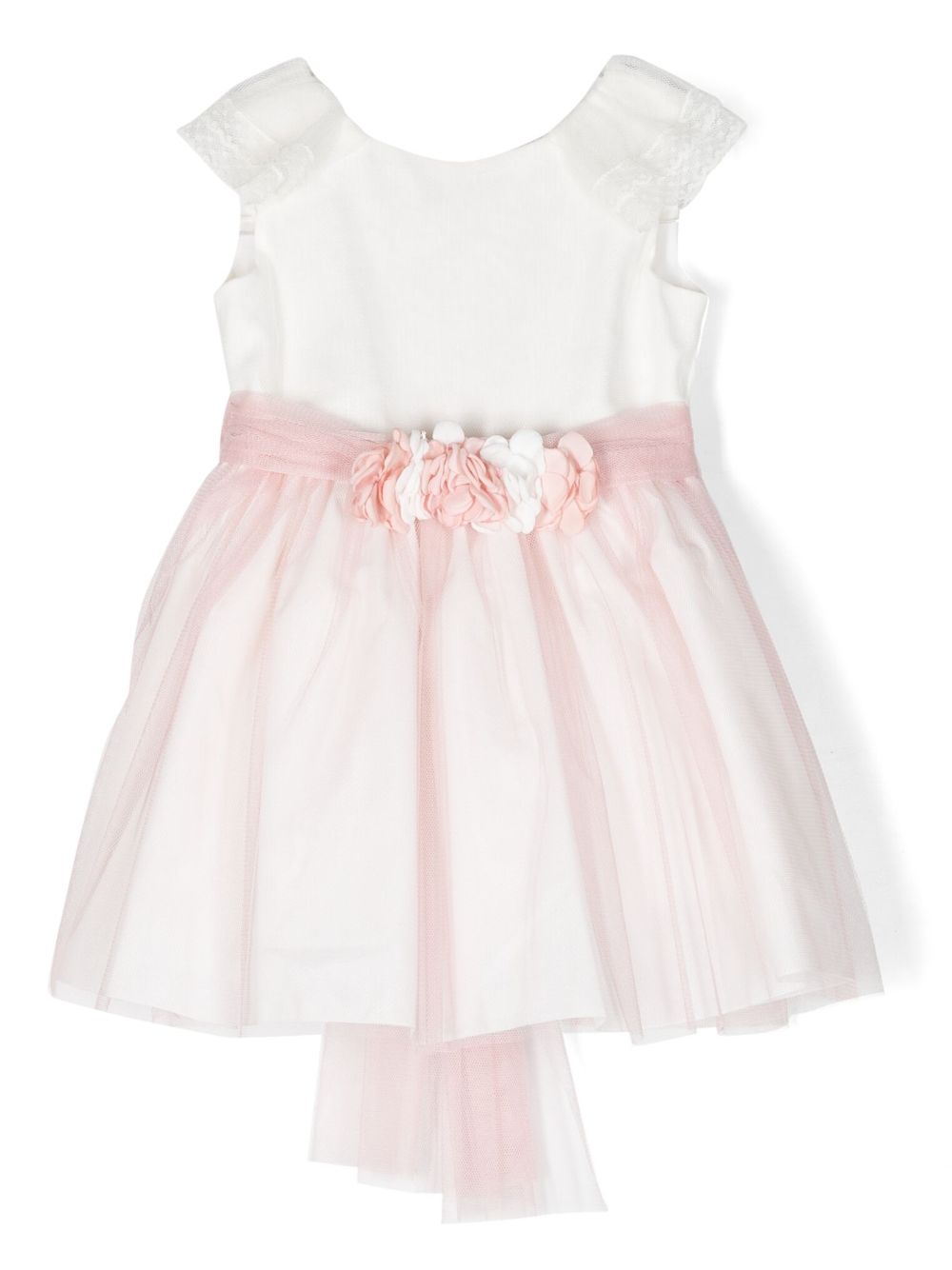 Belted tulle flared dress - Pink