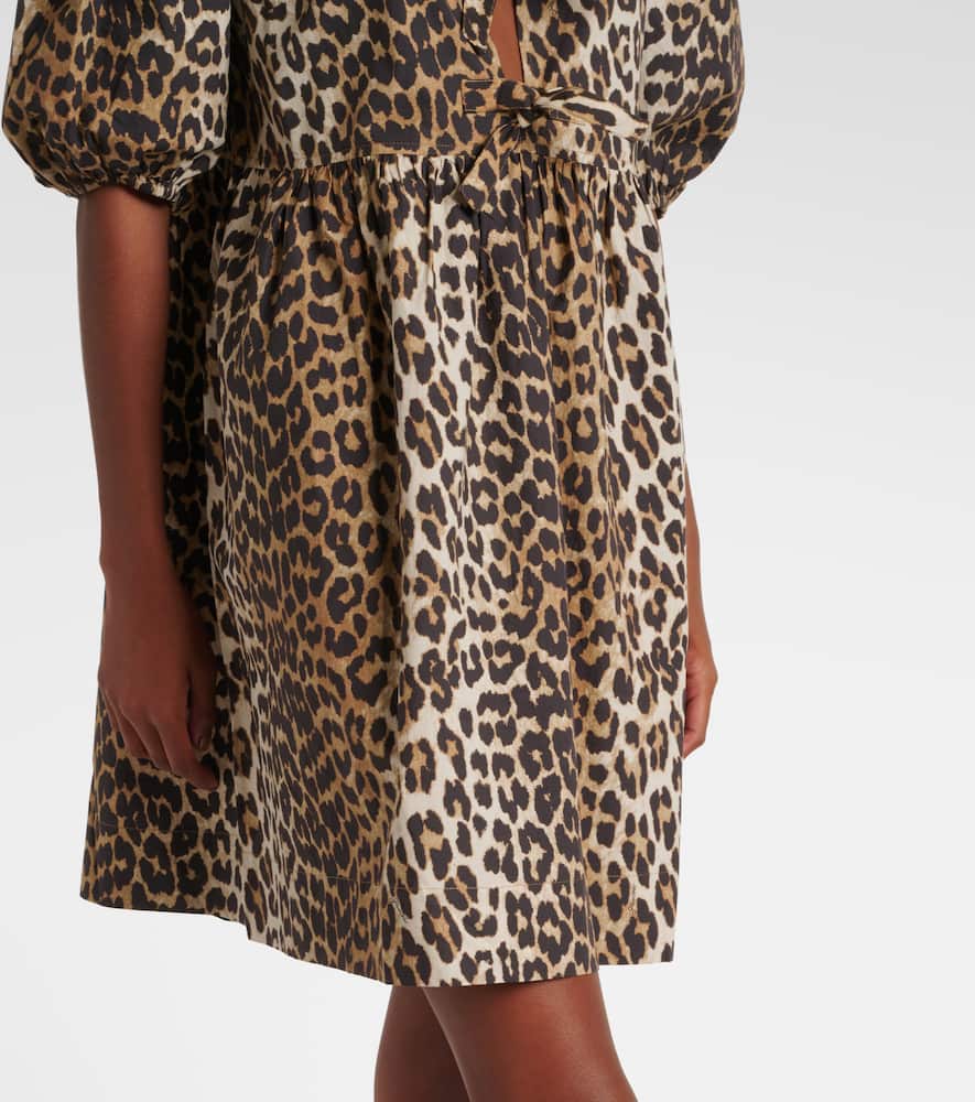 Leopard-print cotton minidress