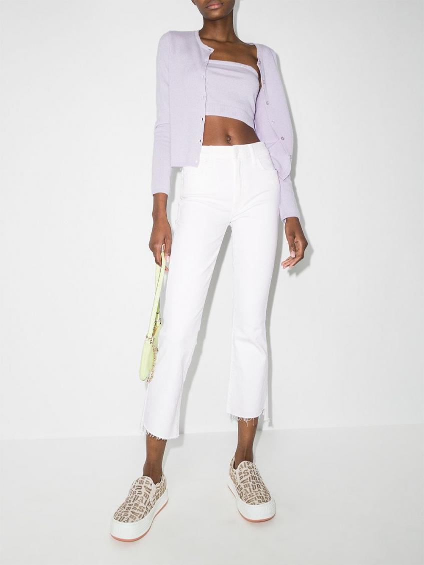 White Cropped Flared Denim Jeans