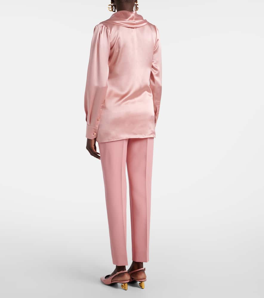 Draped silk satin blouse