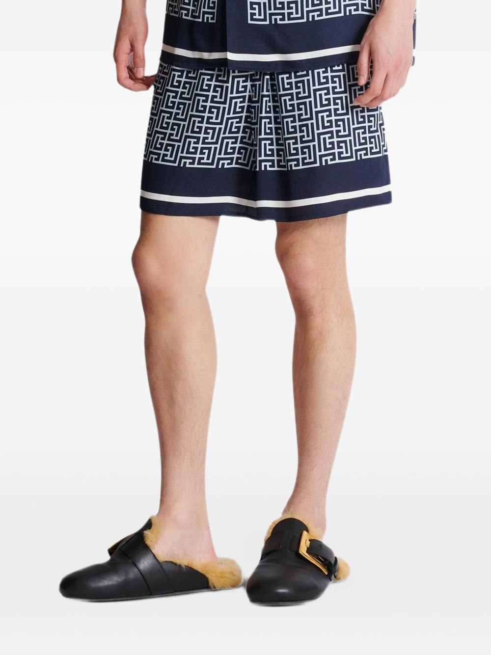 Monogram-pattern shorts - Blue