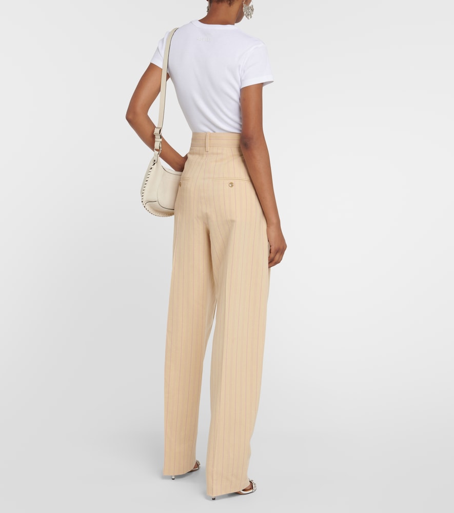 Pinstriped high-rise pants