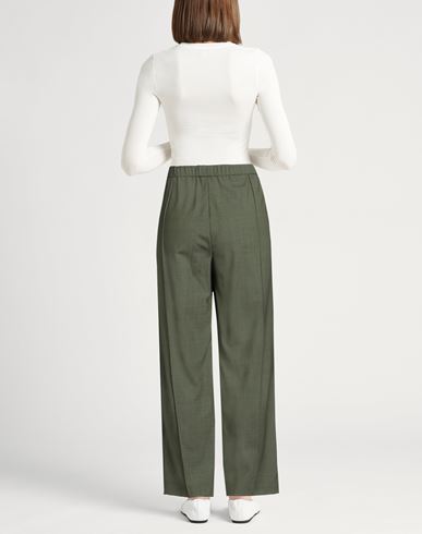 Woman Pants Military green Size 14 Virgin Wool, Polyamide, Elastane