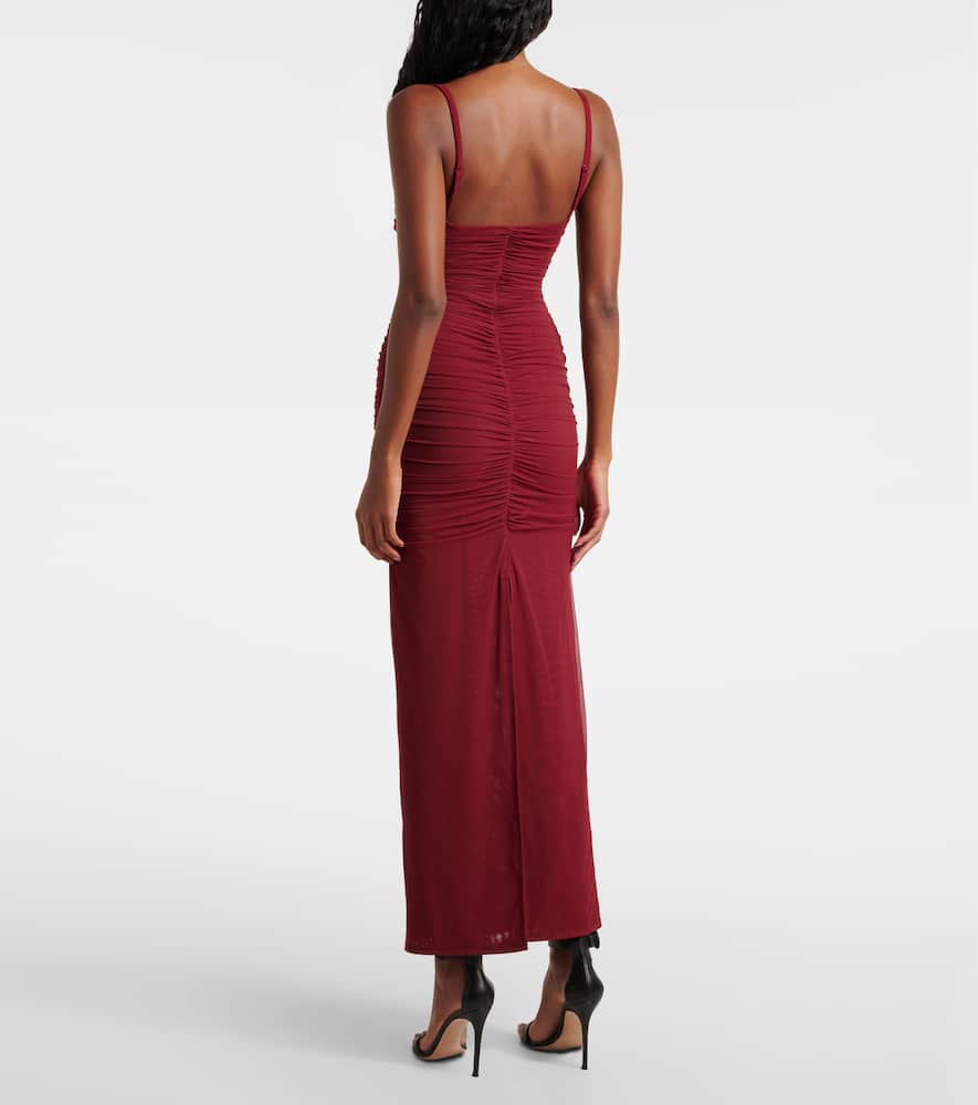 Toni ruched mesh maxi dress