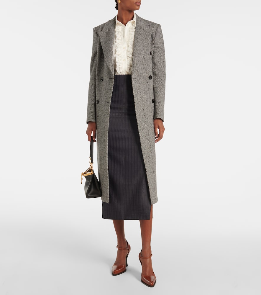 Wool-blend pencil skirt