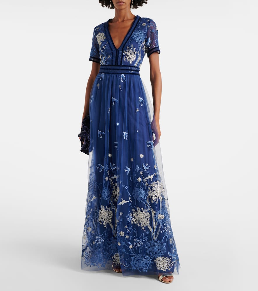 Floral embroidered gown