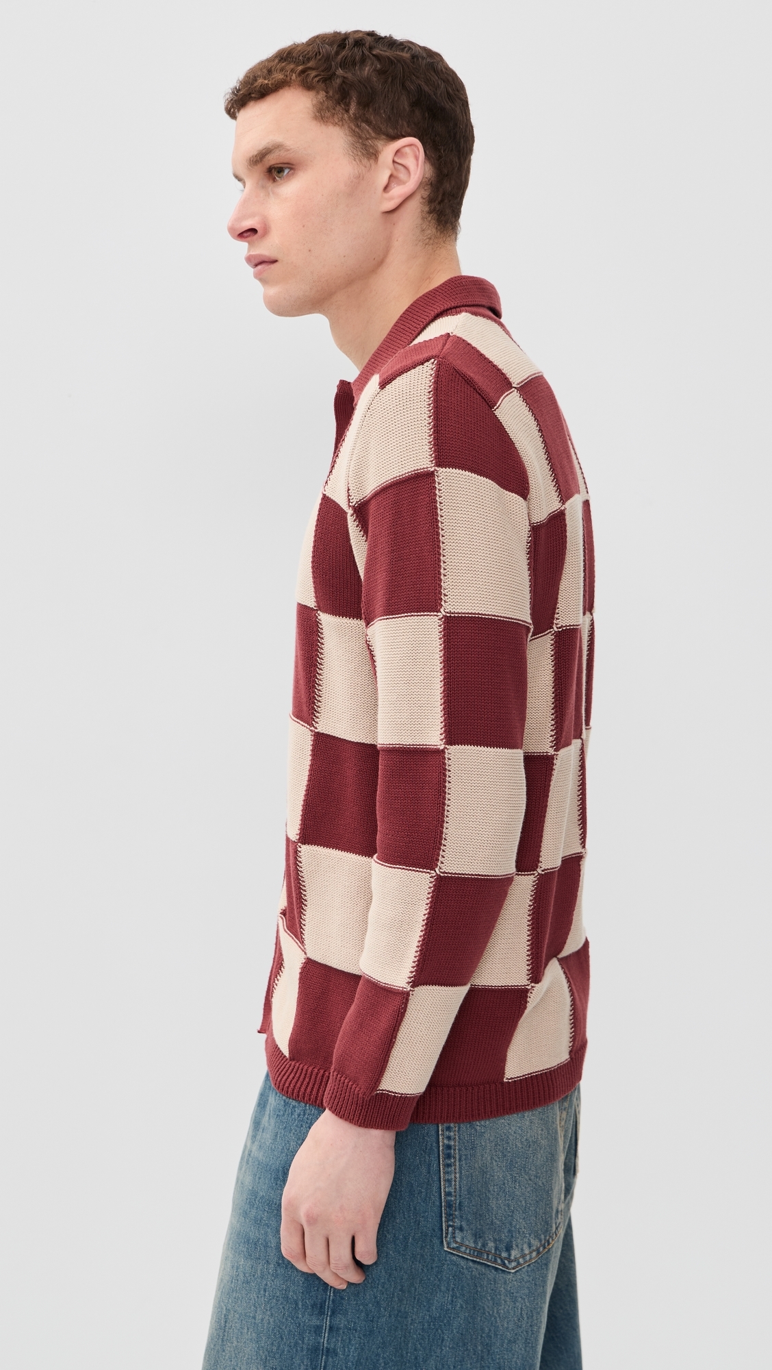 Square Patchwork Sweater Red/Sand