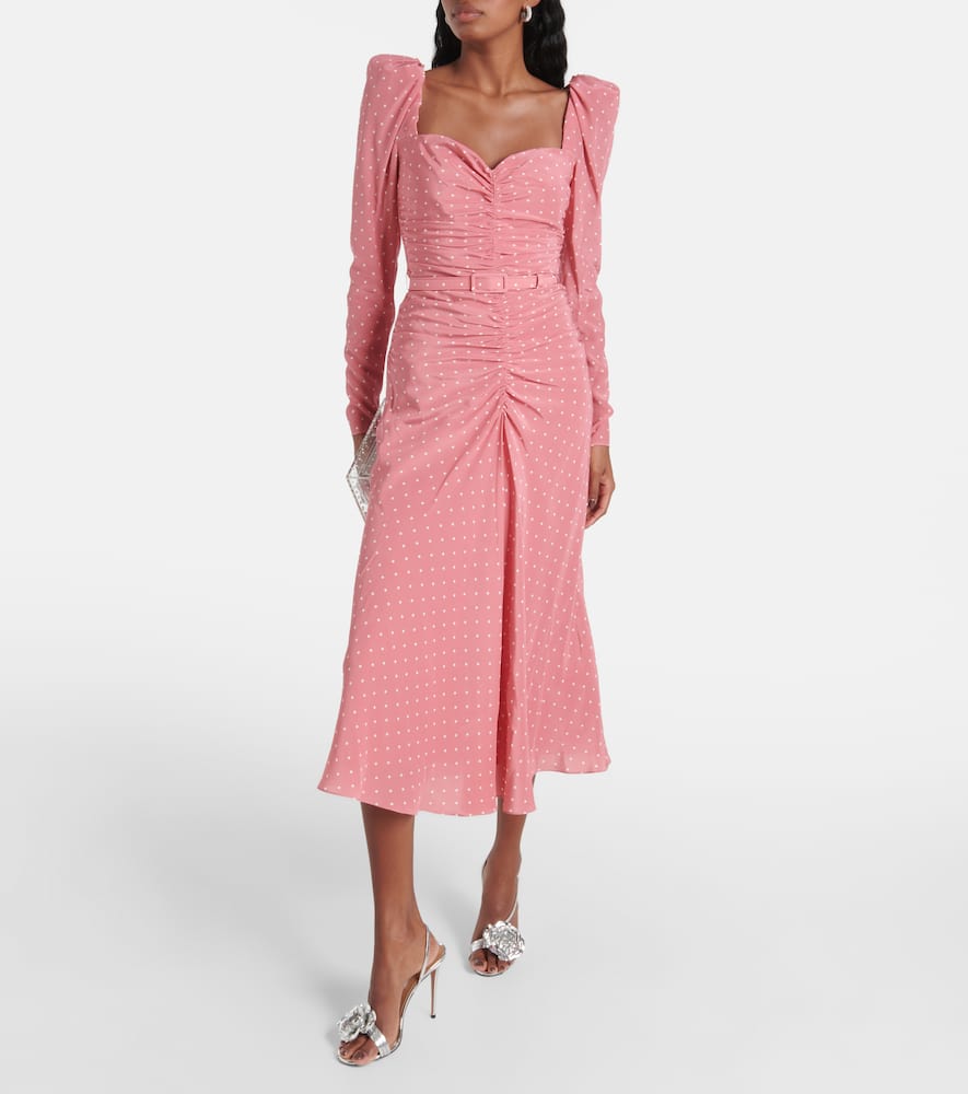 Polka-dot silk maxi dress
