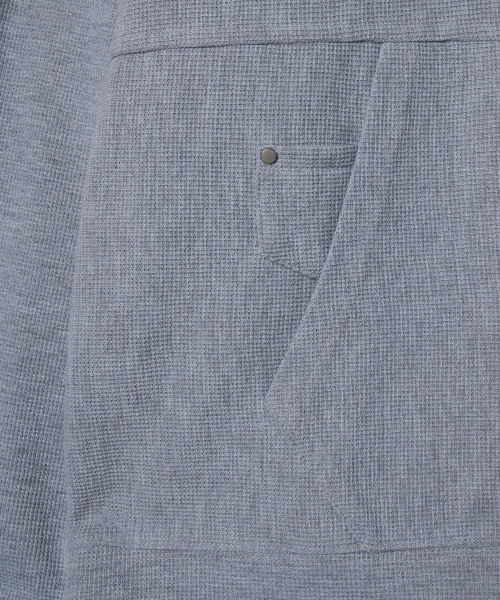 DEV:10 Waffle Henley Neck Hoodie T-Shirt_Melange Gray