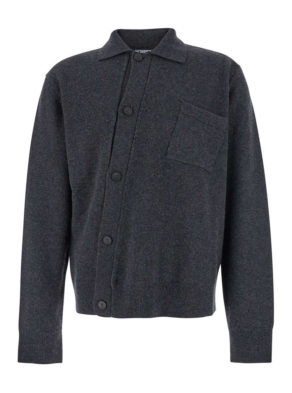 Wool Asymmetrical Cardigan — Gray