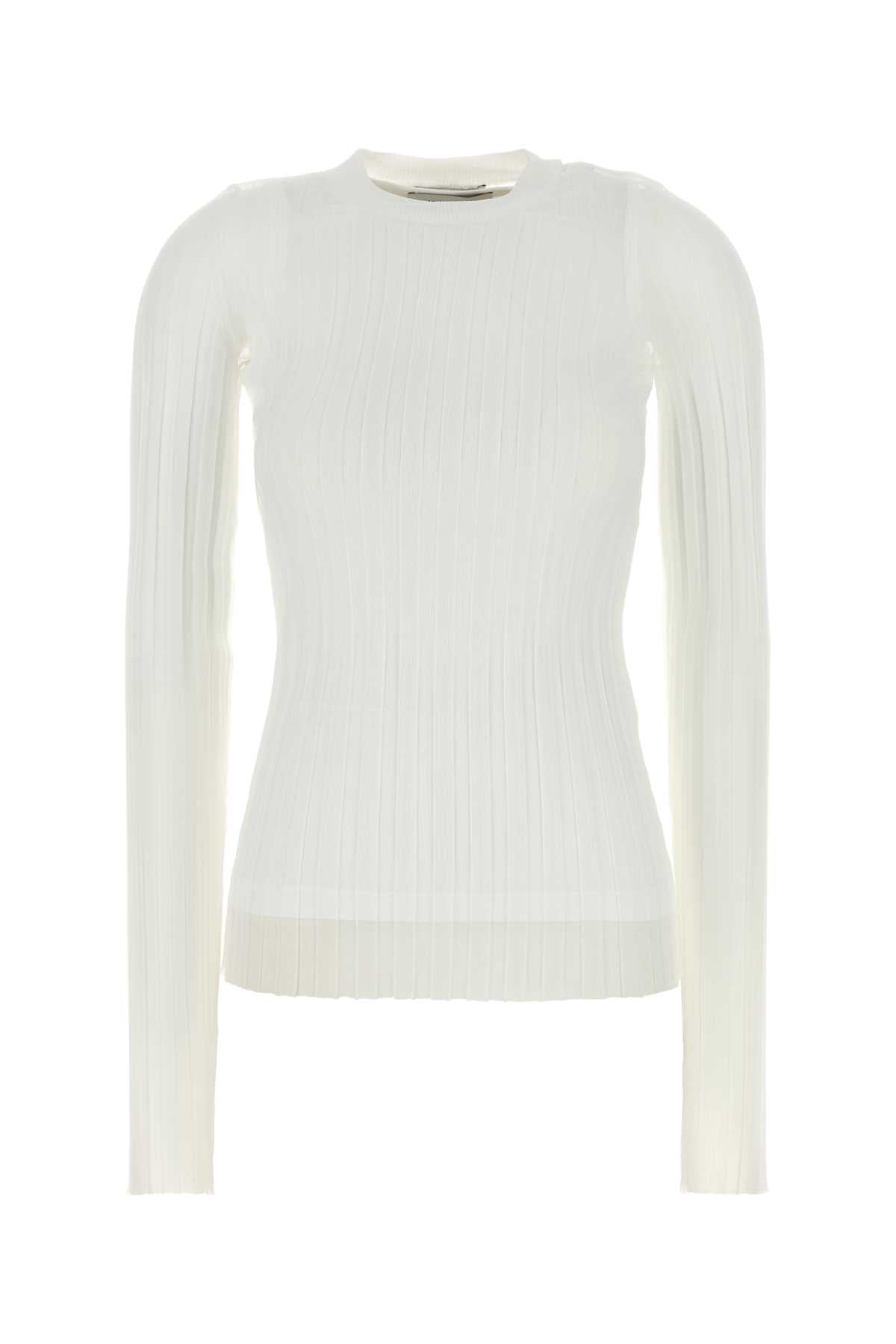 Ribbed Nylon Blend Sweater — White