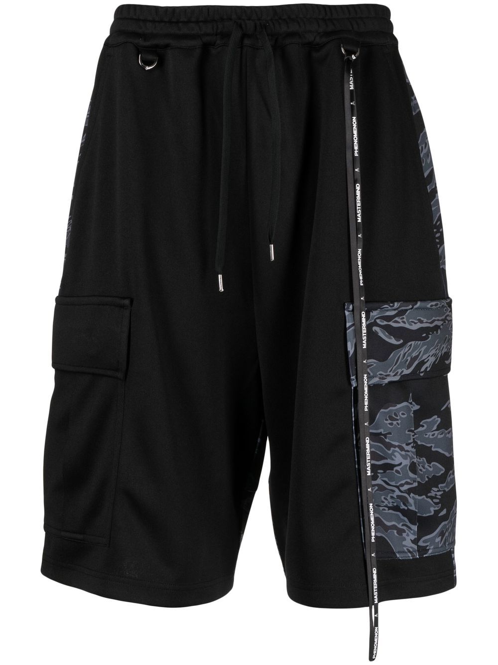 Drawstring-waist cargo shorts - Black