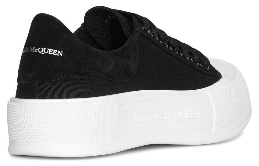 (WMNS) Deck Lace Up Plimsoll 'Black White Sole'