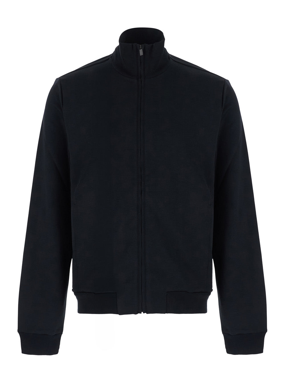 High-Neck Zip Sweatshirt — Black
