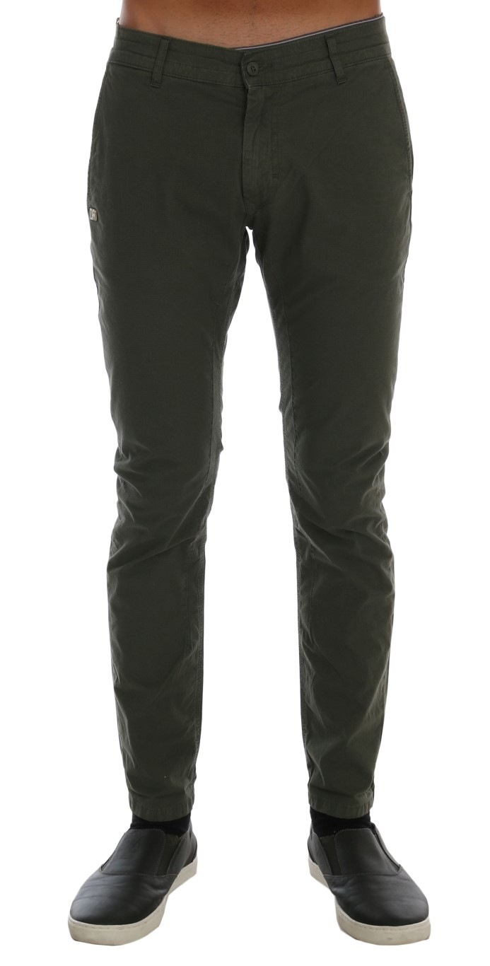 Daniele Alessandrini Elegant Slim Fit Green Men's Chino