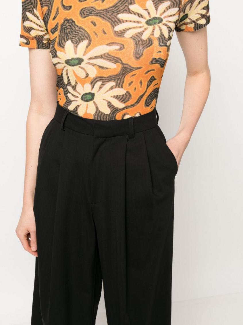 Black Wide leg wool trousers