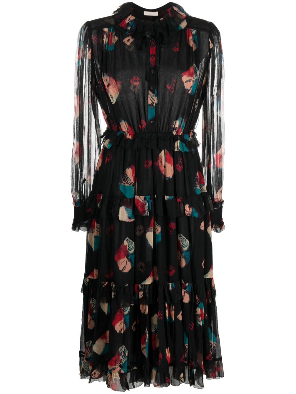 Reina chiffon midi dress - Black