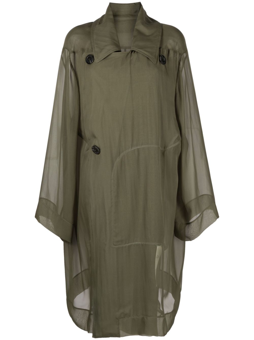 Sheer silk trench coat - Green