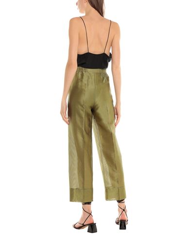 Emporio Armani Woman Pants Military green Size 4 Polyester, Silk
