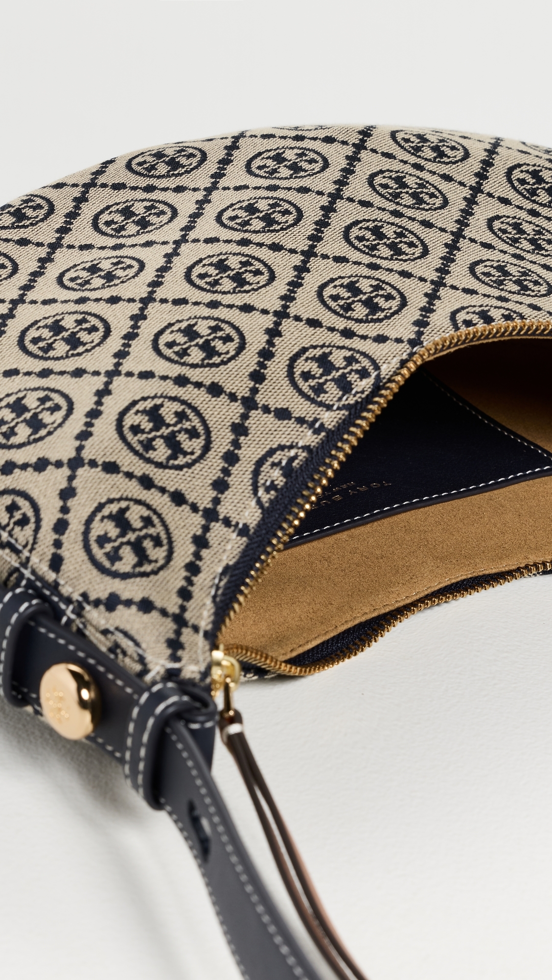 Romy T Monogram Half Moon Bag Tory Navy One Size