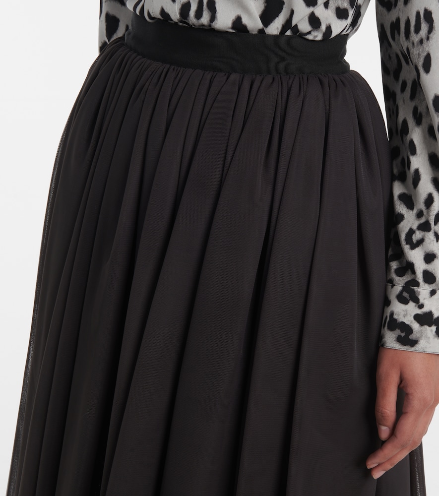 Gathered tulle midi skirt