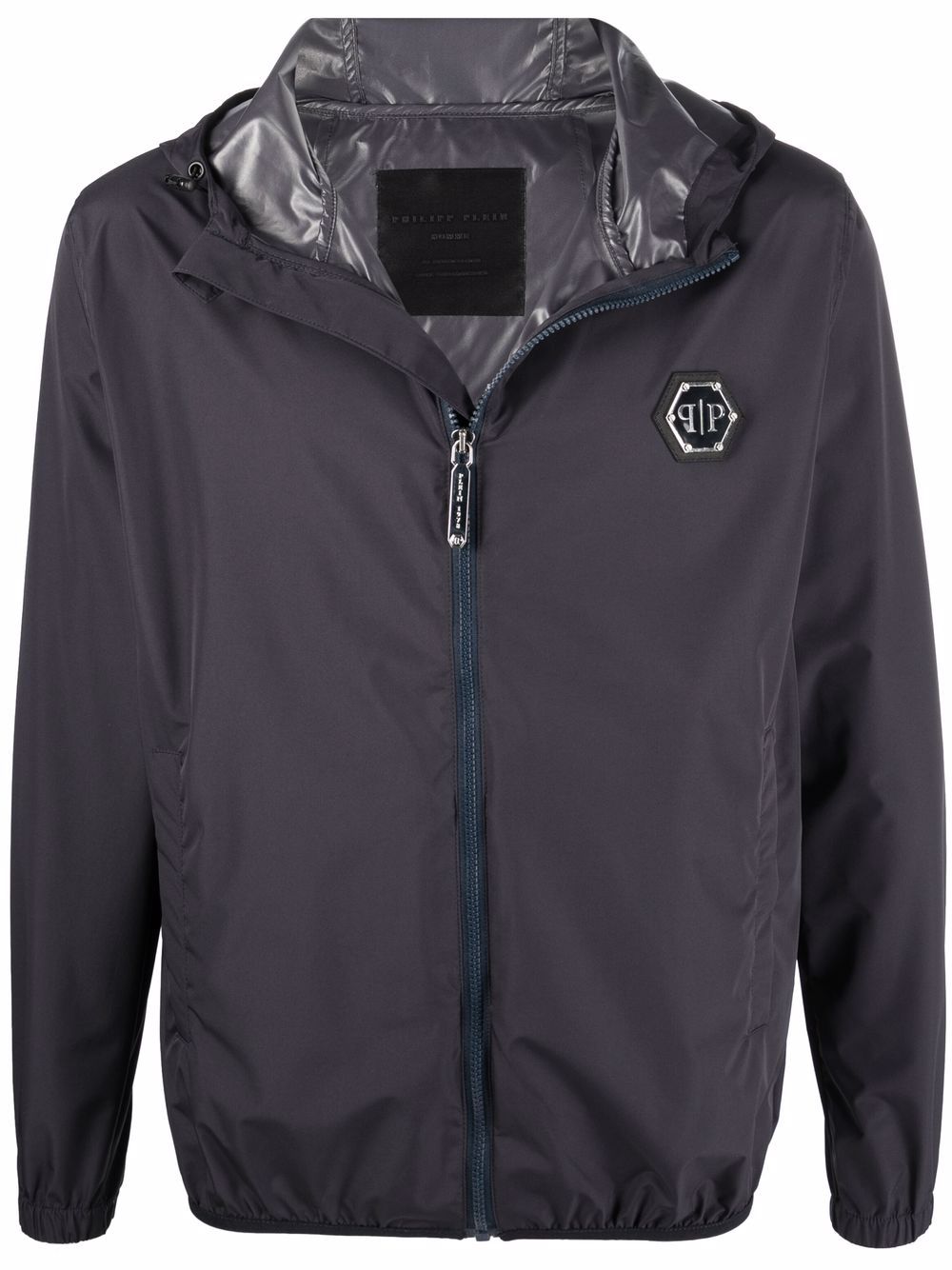 Logo-patch zip-up windbreaker - Blue
