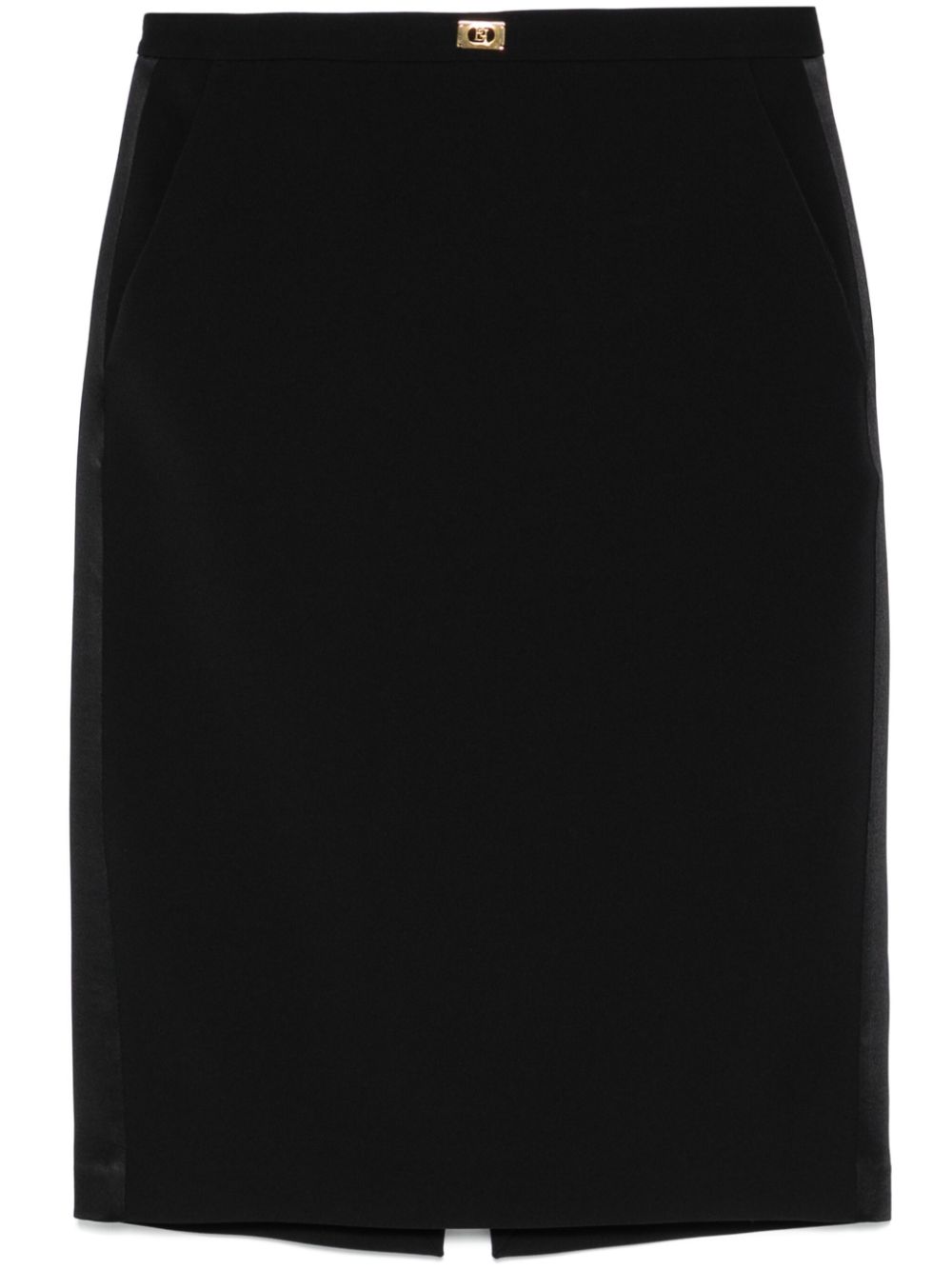 Satin-trim crepe midi skirt - Black